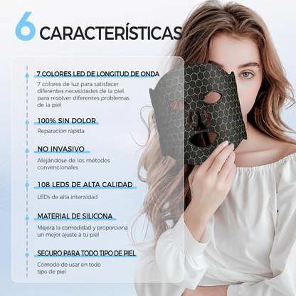 Máscara facial LED con Terapia de Luz Roja para la Cara y la Piel