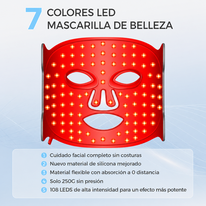 Máscara facial LED con Terapia de Luz Roja para la Cara y la Piel